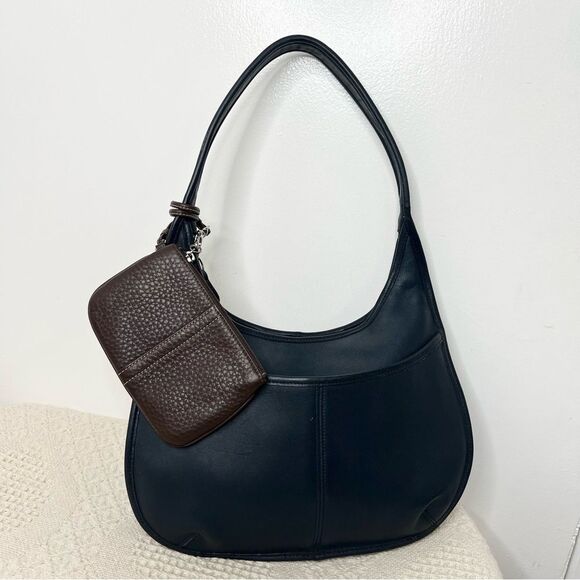 Y2K Coach Small Pebble Leather Wristlet F42389 Silver Mahogany Brown Clip Pouch - Picture 10 of 10